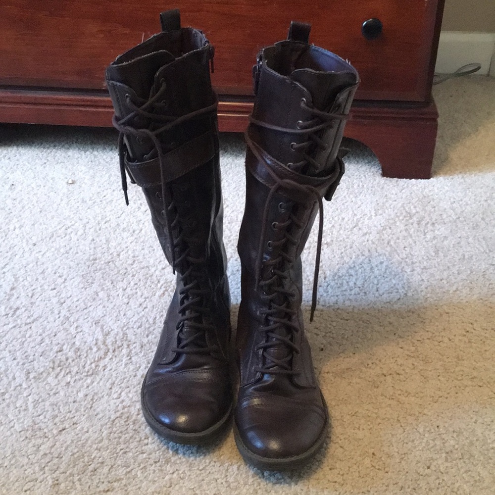 Tall lace up boots